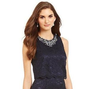 SALE! 💙 Eliza J Floral Lace Popover Gown | Navy